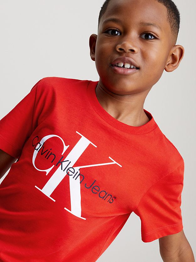 fiery red kids' monogram t-shirt for kids unisex calvin klein jeans