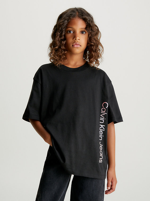 t-shirt con logo taglio relaxed black da kids unisex calvin klein jeans