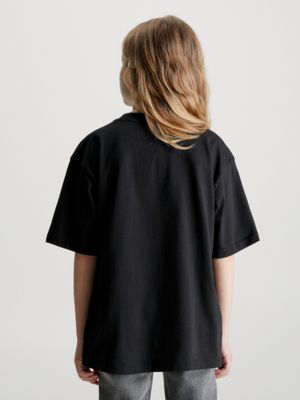 black relaxed logo t-shirt for kids unisex calvin klein jeans
