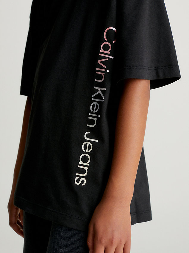 black relaxed t-shirt met logo voor kids unisex - calvin klein jeans