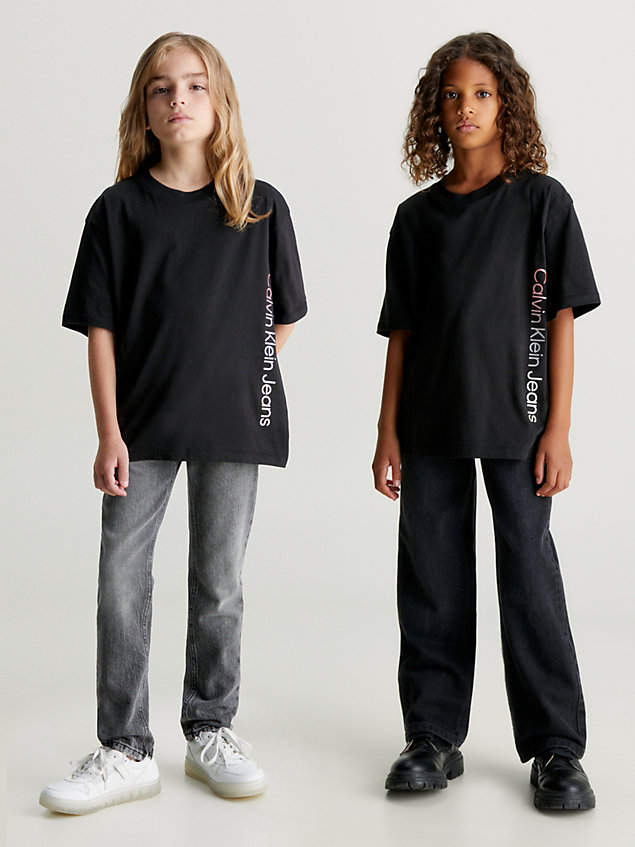black relaxed logo t-shirt for kids unisex calvin klein jeans