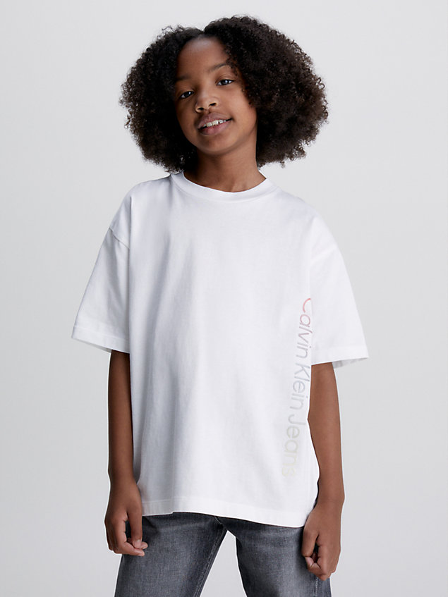 t-shirt con logo taglio relaxed white da kids unisex calvin klein jeans