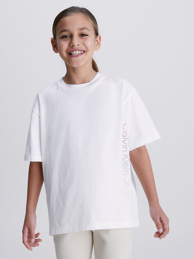 t-shirt con logo taglio relaxed white da kids unisex calvin klein jeans