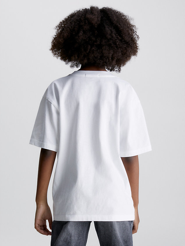 white relaxed t-shirt met logo voor kids unisex - calvin klein jeans