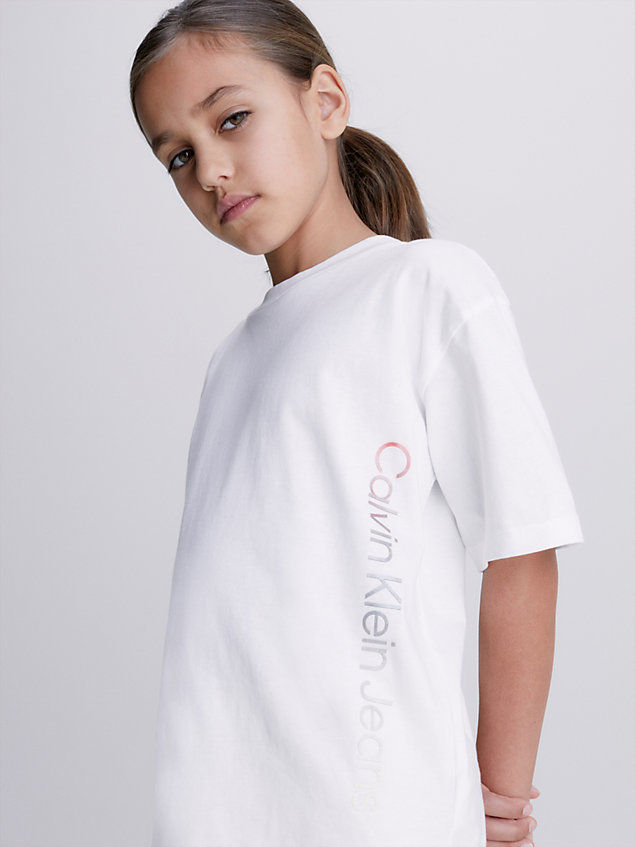 white relaxed t-shirt met logo voor kids unisex - calvin klein jeans