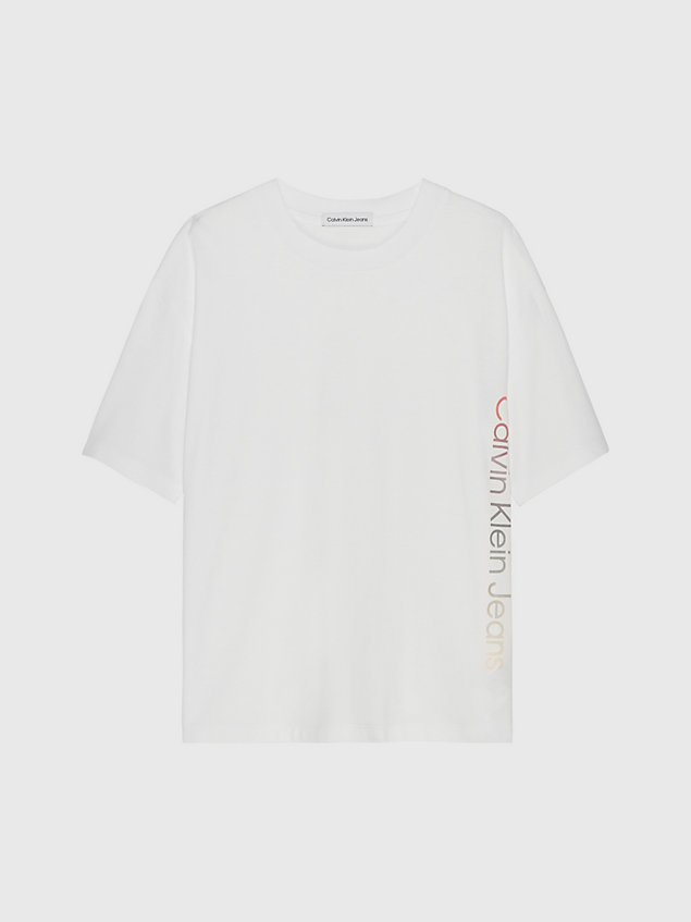 white luźny t-shirt z logo dla kids unisex - calvin klein jeans