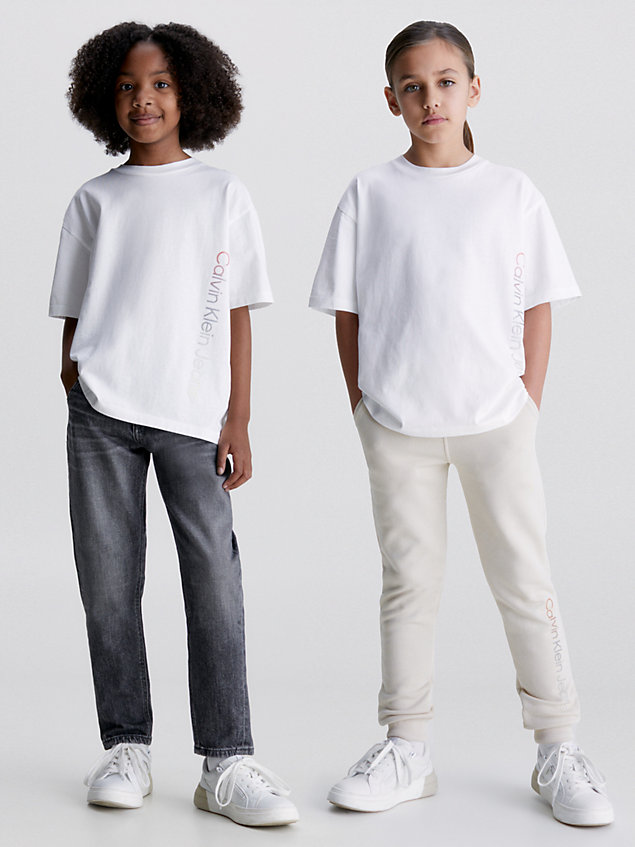 white relaxed logo t-shirt for kids unisex calvin klein jeans