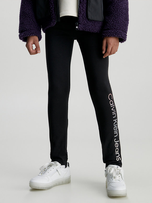 black slim legging met logo voor kids unisex - calvin klein jeans