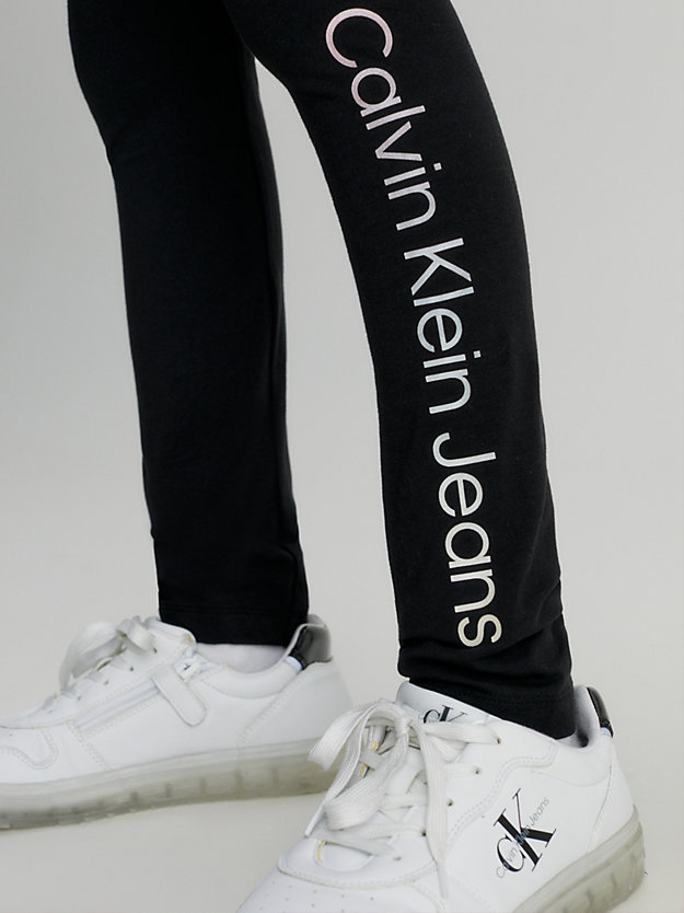 ck black slim logo leggings for kids unisex calvin klein jeans