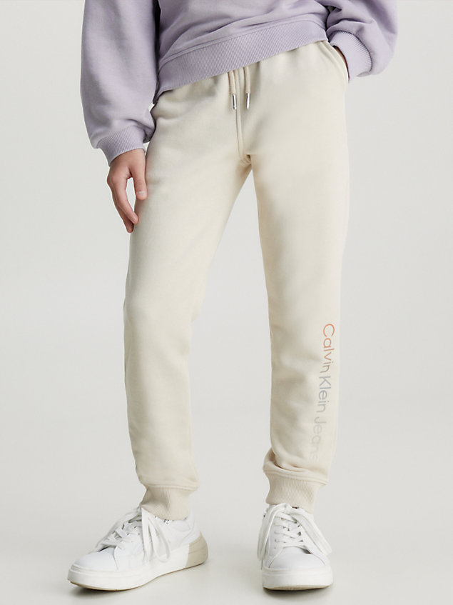 pantaloni della tuta con logo unisex beige da kids unisex calvin klein jeans