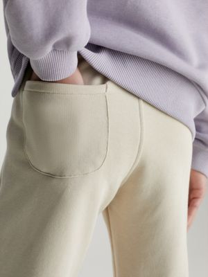 beige unisex logo joggers for kids unisex calvin klein jeans