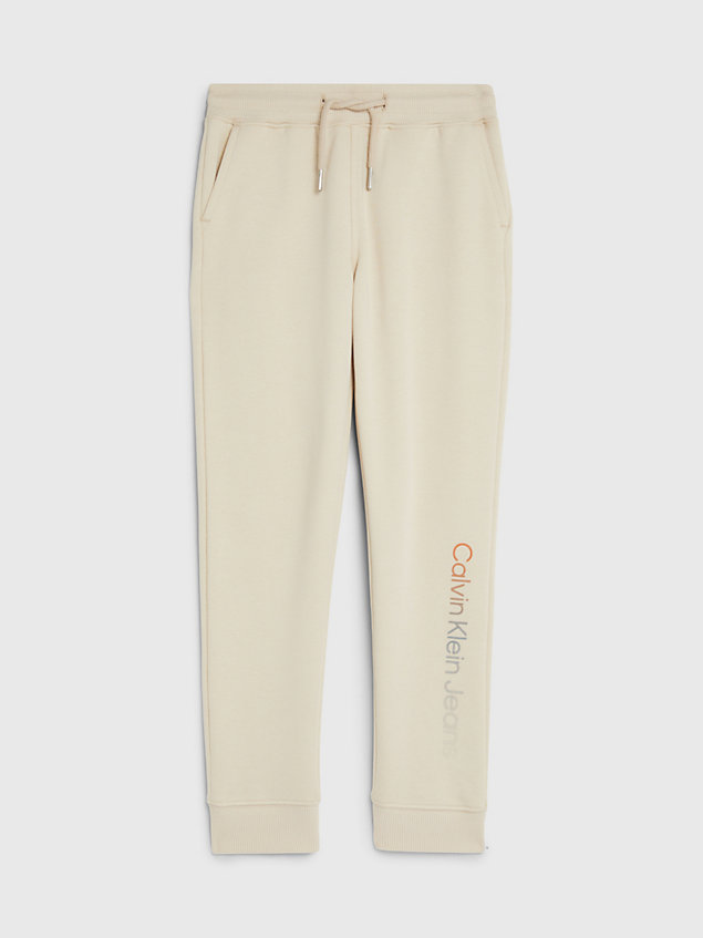 beige unisex joggingbroek met logo voor kids unisex - calvin klein jeans