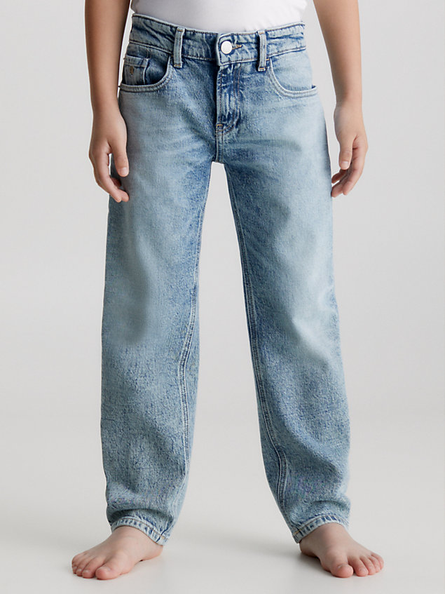 blue unisex mid rise straight jeans für kids unisex - calvin klein jeans