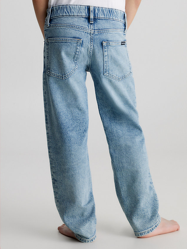 jean straight unisexe mid rise blue pour kids unisex calvin klein jeans