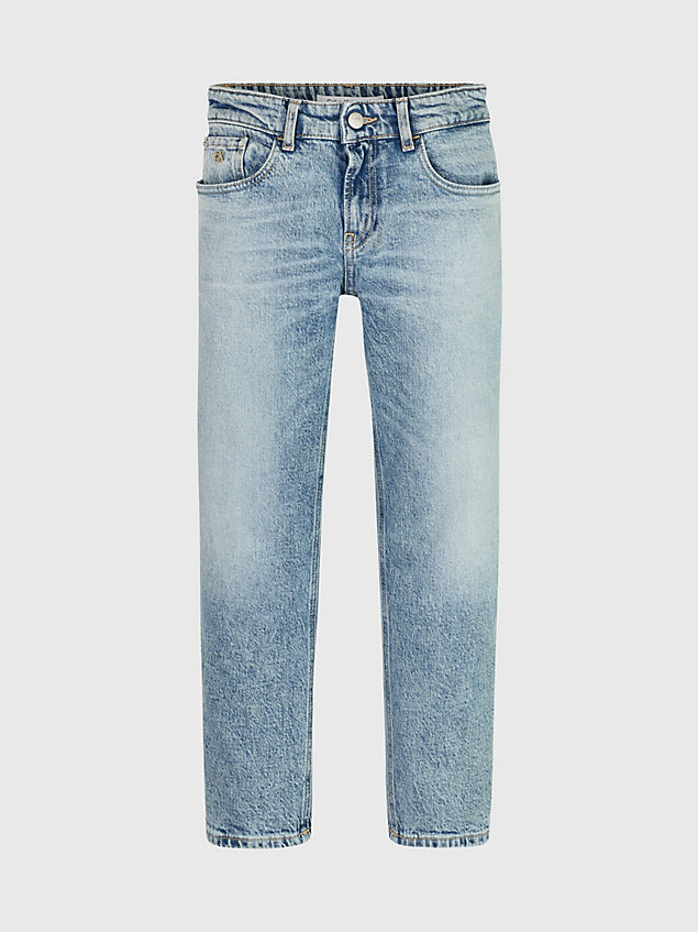 blue unisex mid rise straight jeans für kids unisex - calvin klein jeans