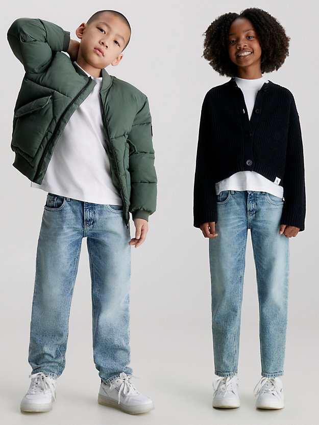 hyper blue visual unisex mid rise straight jeans for kids unisex calvin klein jeans