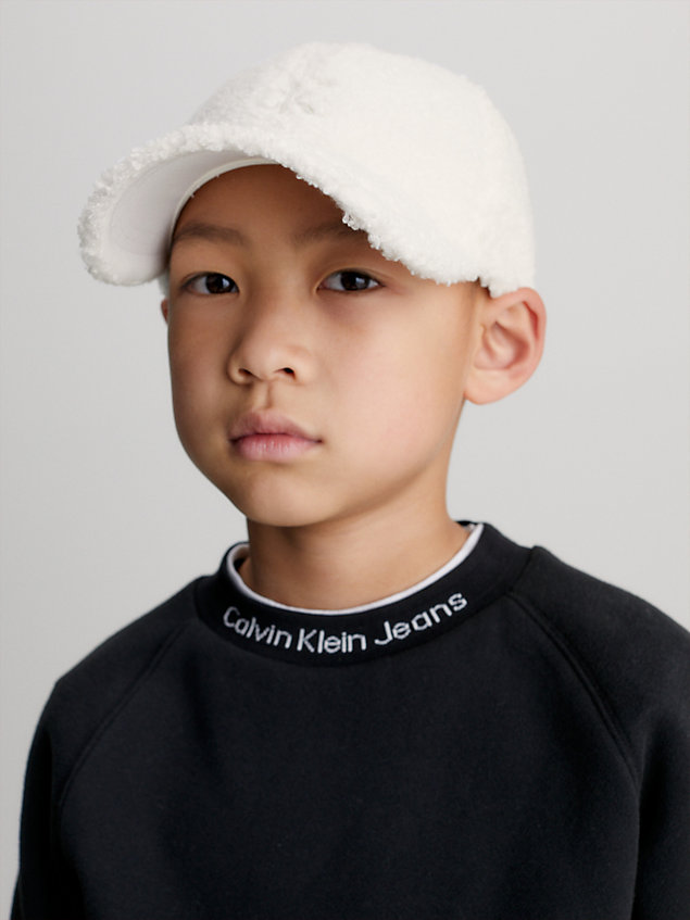 white unisex teddy cap for kids unisex calvin klein jeans