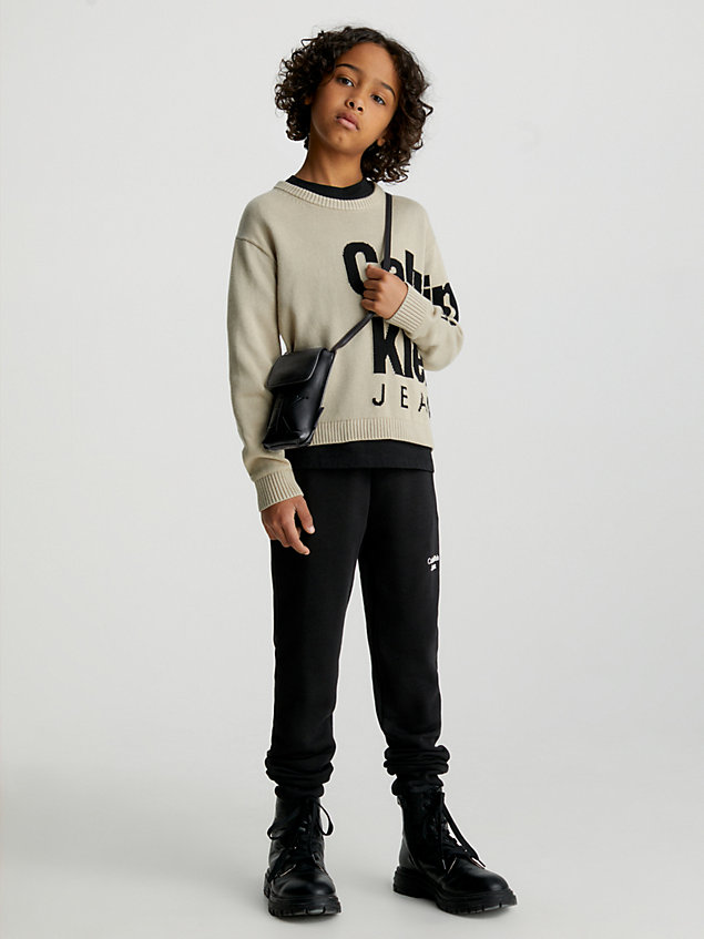 black crossover-tas met unisex logo voor kids unisex - calvin klein jeans