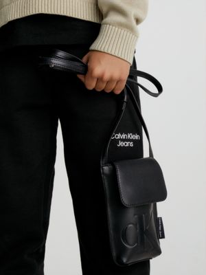 Bolsa bandolera infantil de lona con logo Calvin Klein