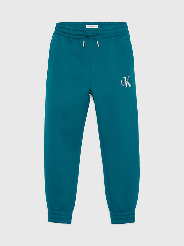 blue unisex relaxed logo joggingbroek voor kids unisex - calvin klein jeans