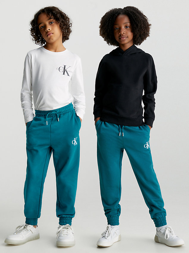 blue swobodne spodnie dresowe unisex z logo dla kids unisex - calvin klein jeans