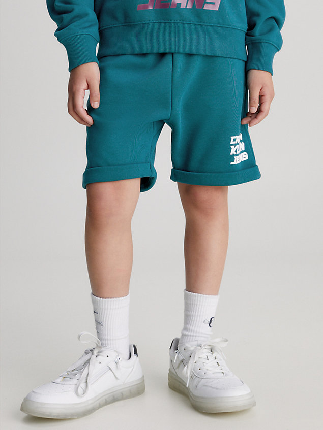 blue unisex relaxed logo shorts voor kids unisex - calvin klein jeans