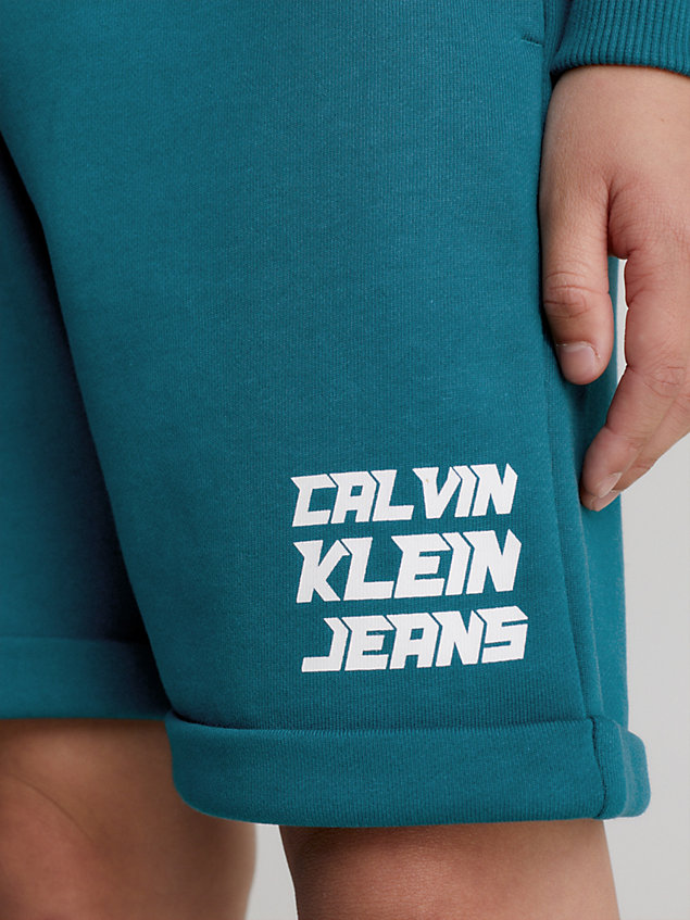 blue unisex relaxed logo shorts for kids unisex calvin klein jeans