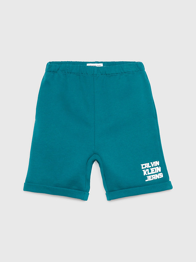 blue unisex relaxed logo shorts for kids unisex calvin klein jeans