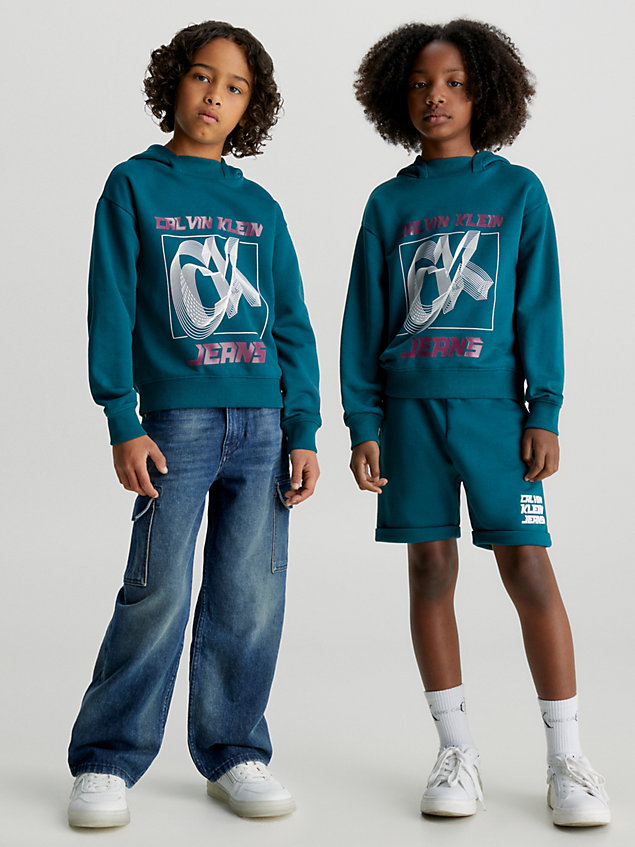 sudadera con capucha y logo para niños blue de kids unisex calvin klein jeans