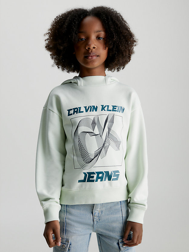 canary green unisex logo hoodie for kids unisex calvin klein jeans
