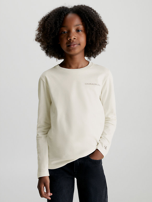 white unisex long sleeve t-shirt for kids unisex calvin klein jeans