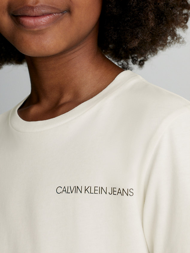 t-shirt a maniche lunghe unisex white da kids unisex calvin klein jeans