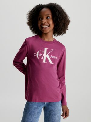 Kids\' Long Sleeve Logo T-shirt | Klein® Calvin IU0IU00521VAC