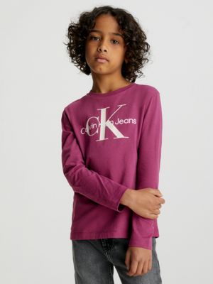 | Kids\' Klein® Long T-shirt Logo IU0IU00521VAC Calvin Sleeve