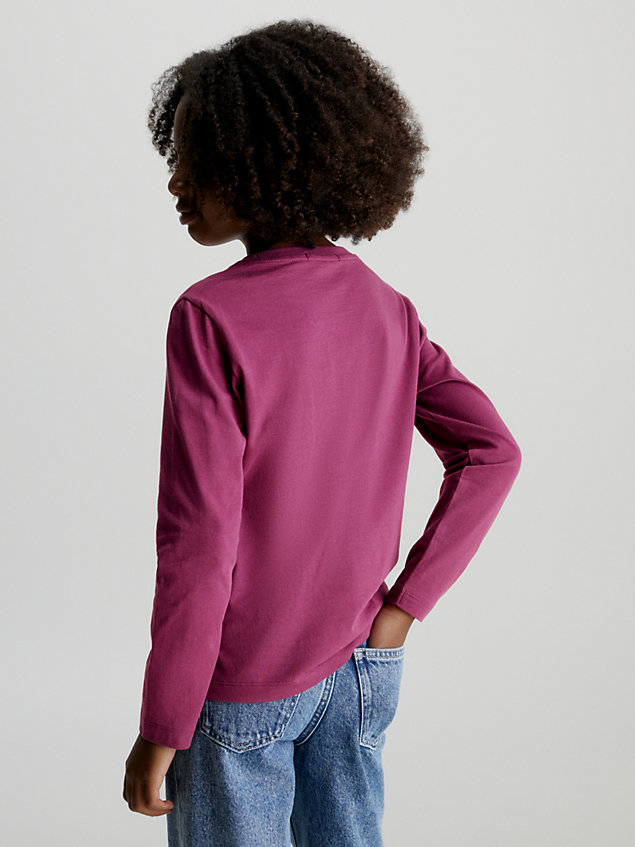 purple unisex long sleeve logo t-shirt for kids unisex calvin klein jeans