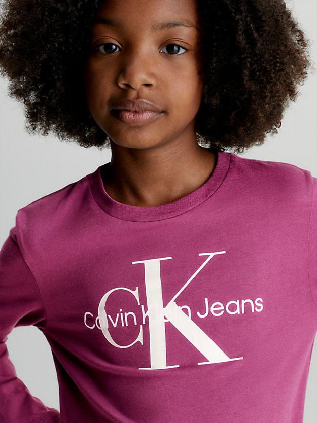 t-shirt con logo a maniche lunghe unisex amaranth da kids unisex calvin klein jeans