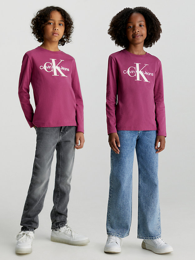 t-shirt con logo a maniche lunghe unisex amaranth da kids unisex calvin klein jeans