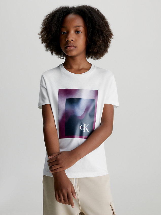 t-shirt con stampa grafica spray unisex white da kids unisex calvin klein jeans