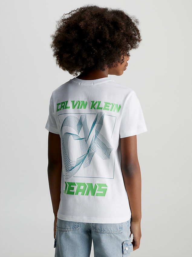 white unisex logo t-shirt for kids unisex calvin klein jeans