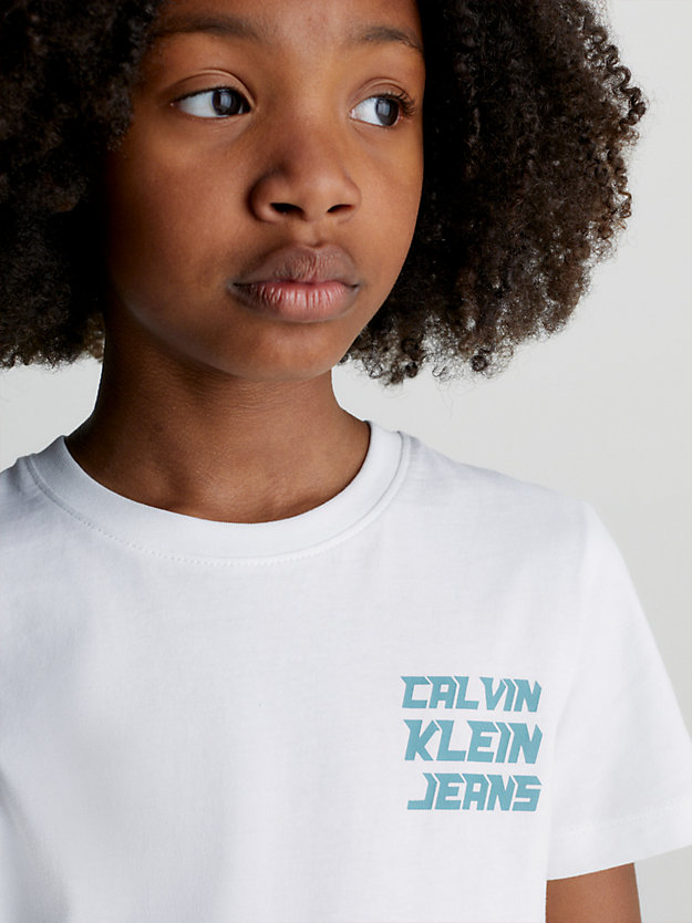 bright white unisex logo t-shirt for kids unisex calvin klein jeans