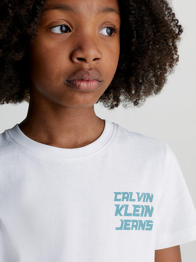 white t-shirt met unisex logo voor kids unisex - calvin klein jeans