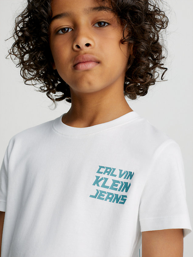 white unisex logo t-shirt for kids unisex calvin klein jeans