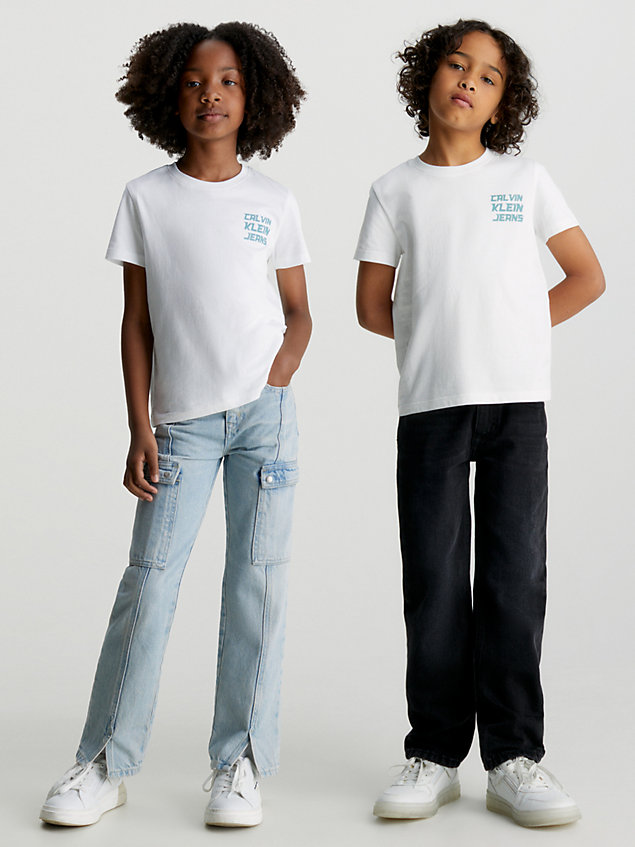 white kids' logo t-shirt for kids unisex calvin klein jeans