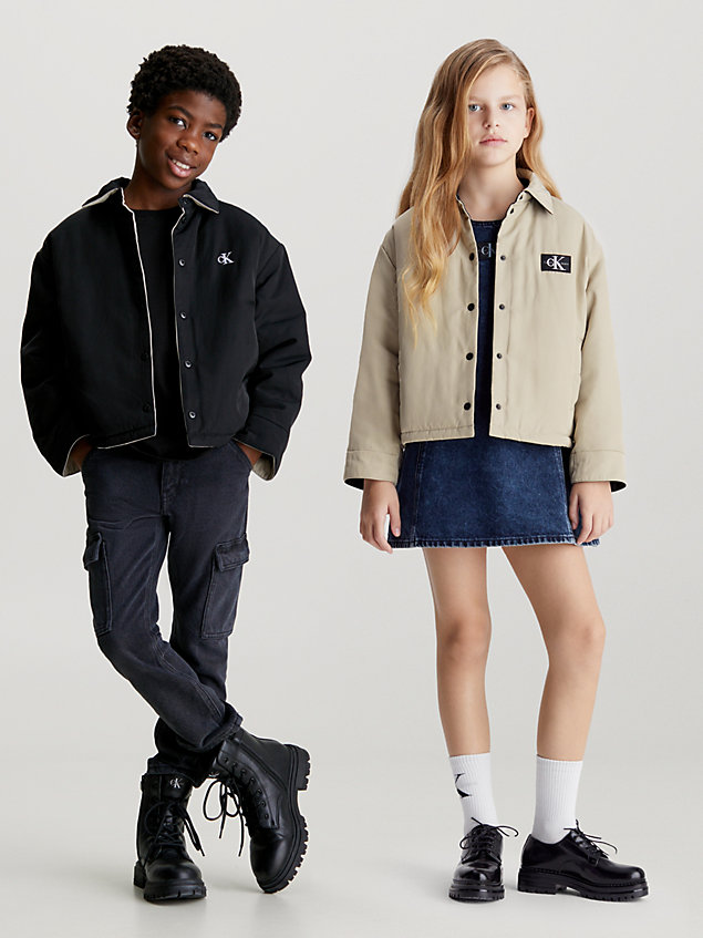 black kids' relaxed reversible jacket for kids unisex calvin klein jeans