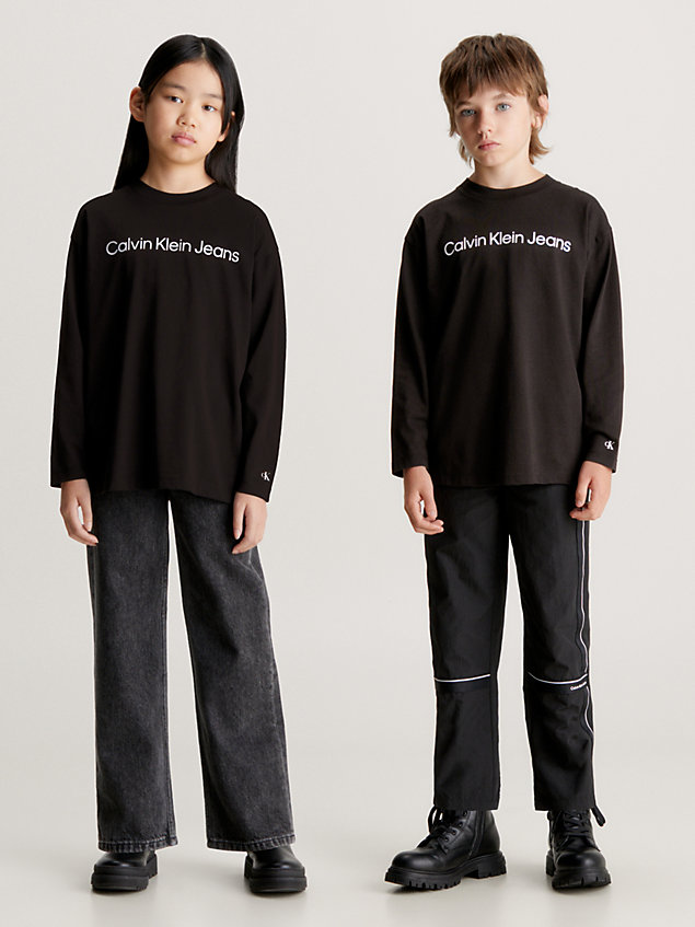 black dziecięcy luźny t-shirt z logo dla dzieci unisex - calvin klein jeans