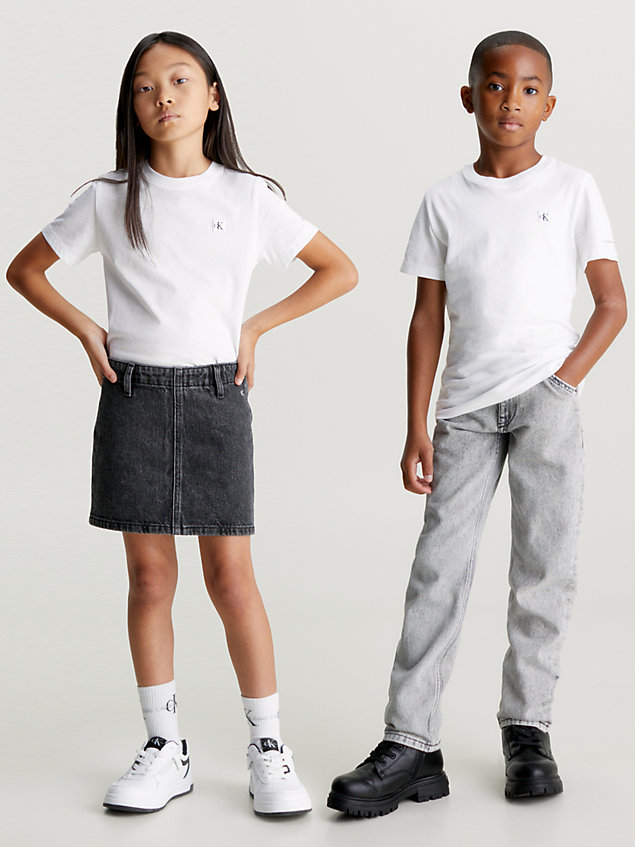 white monogramm-t-shirt für kinder für kids unisex - calvin klein jeans