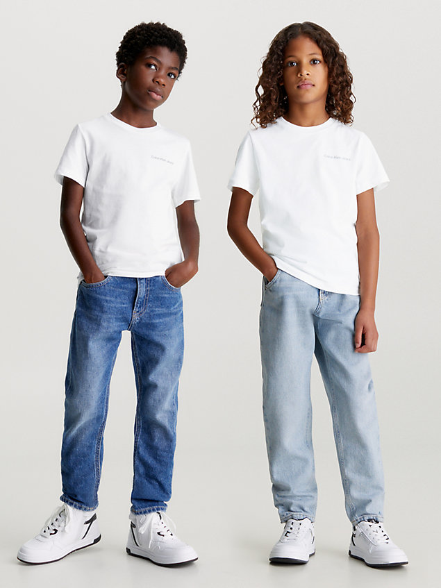 white kids' logo t-shirt for kids unisex calvin klein jeans