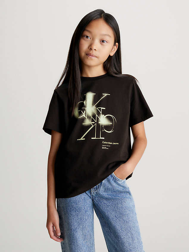 t-shirt con logo taglio relaxed unisex black da kids unisex calvin klein jeans