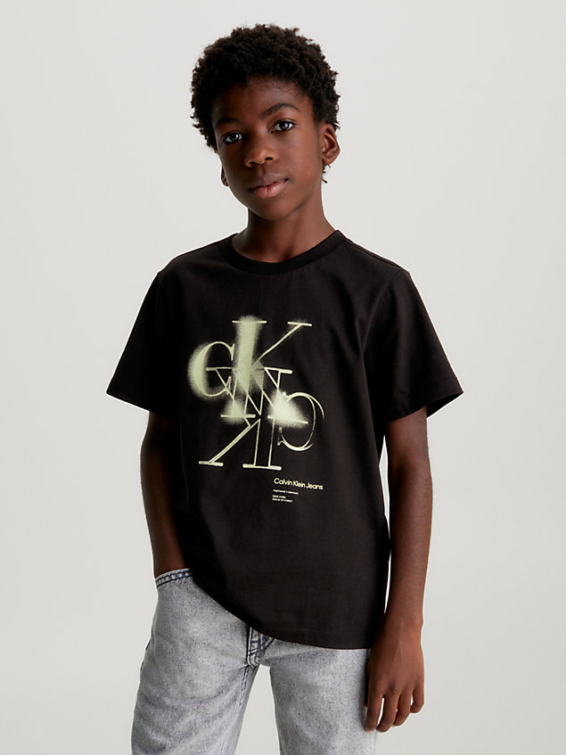 black unisex relaxed logo t-shirt for kids unisex calvin klein jeans