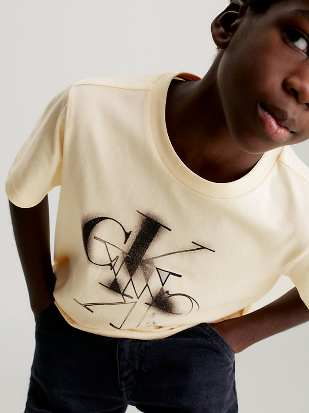 yellow unisex relaxed logo t-shirt for kids unisex calvin klein jeans